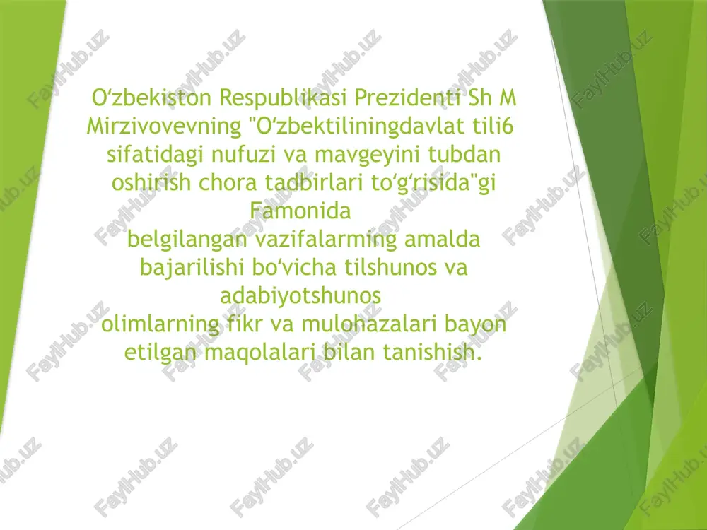 oʻzbektilining davlat tili — PPTX