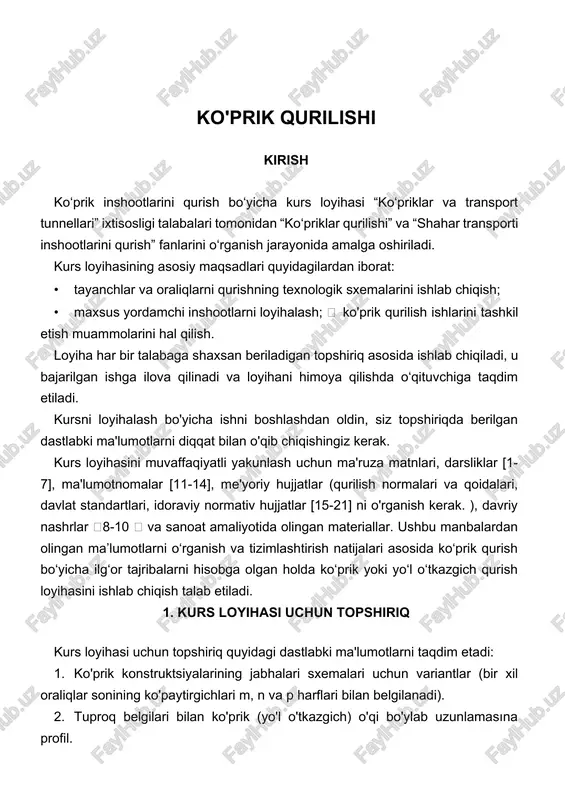 ko'prik qurilishi — DOCX