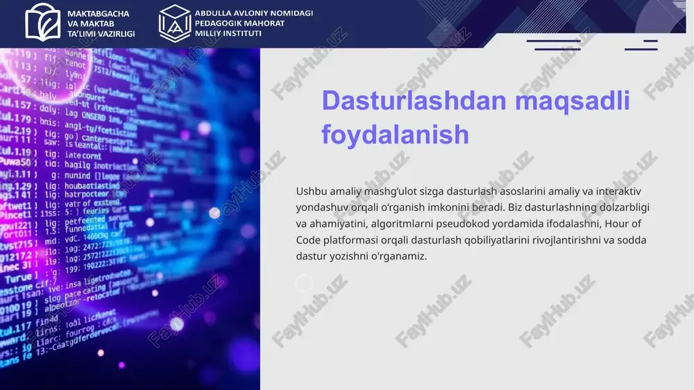 dasturlashdan maqsadli foydalanish — PPTX