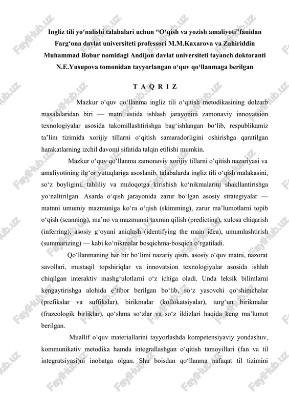 oʻqish va yozish amaliyoti — DOC