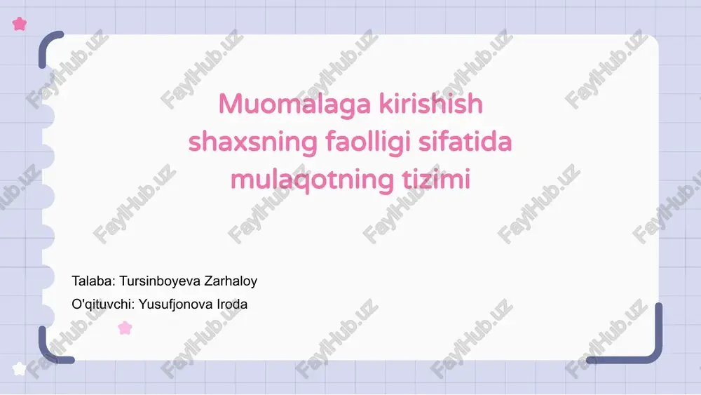 muomalaga kirishish mantiqi — PPTX