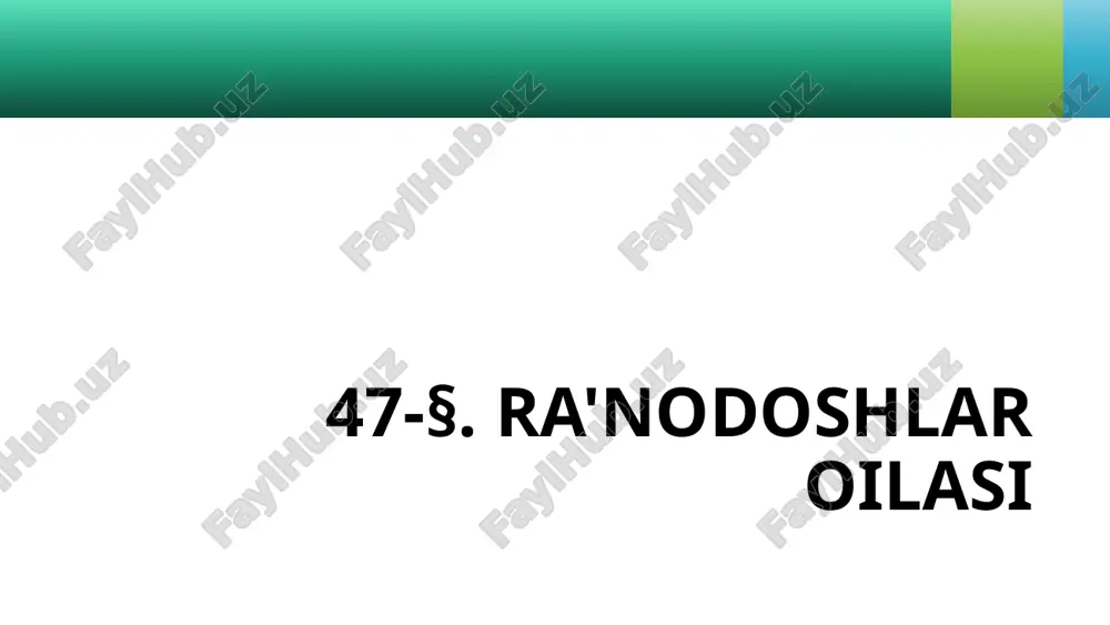 ra'nodoshlar oilasi — PPTX