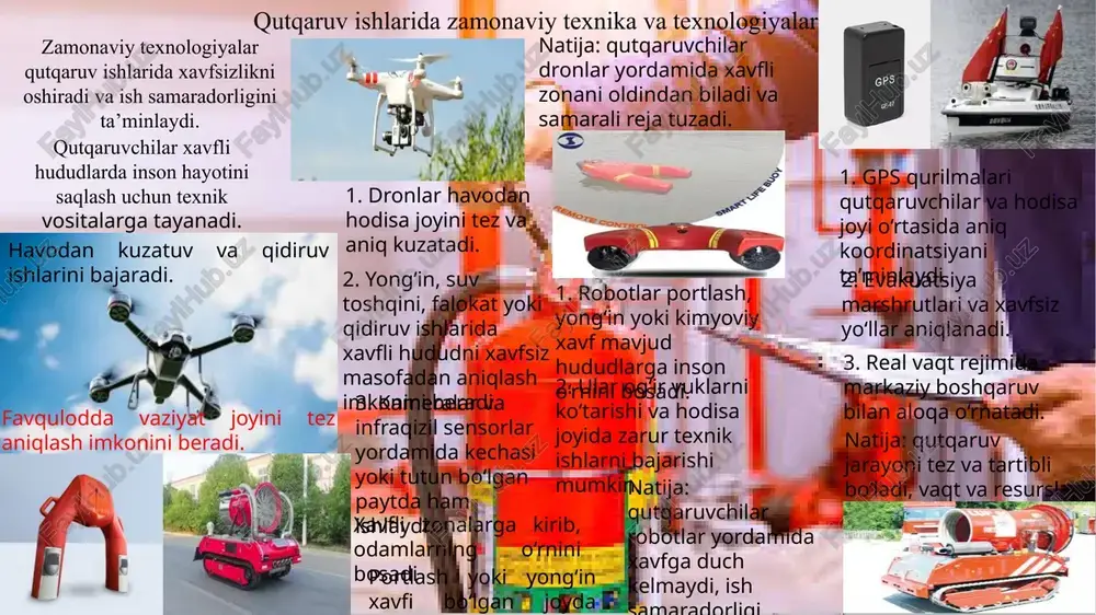 qutqaruv ishlarida zamonaviy texnika va texnologiyalar — PPTX