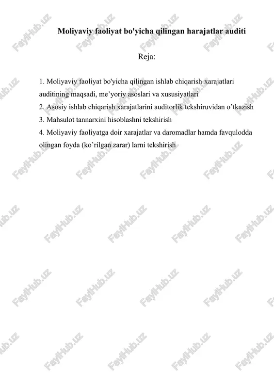 moliyaviy faoliyat bo'yicha qilingan harajatlar auditi — DOC