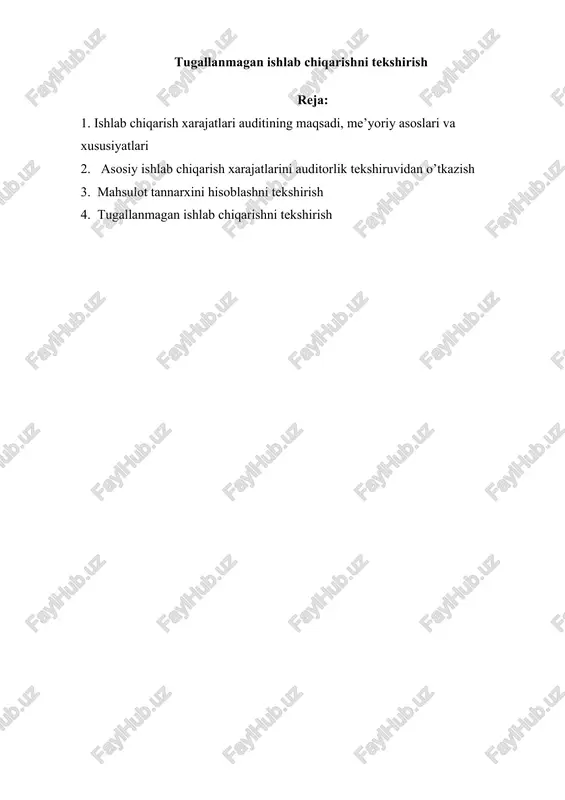 ishlab chiqarish xarajatlari auditining me’yoriy asoslari — DOC