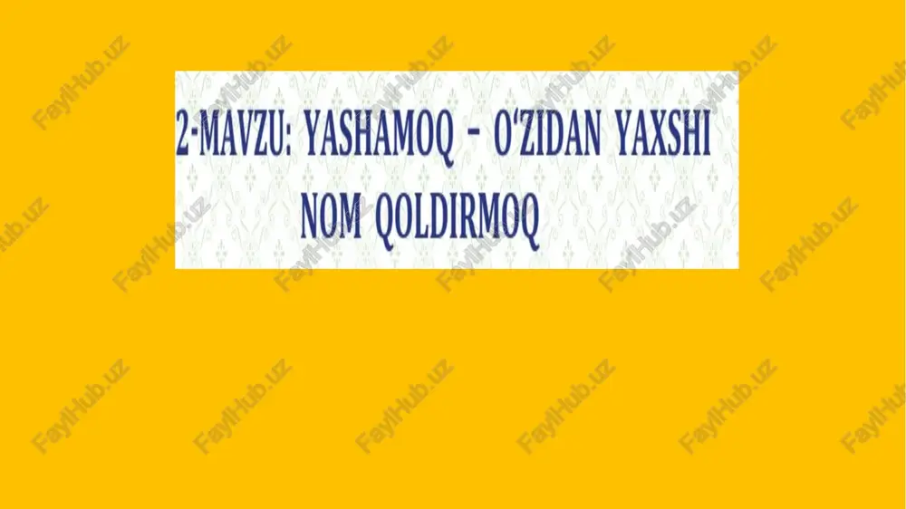 yashamoq - - o'zidan yaxshi — PPTX