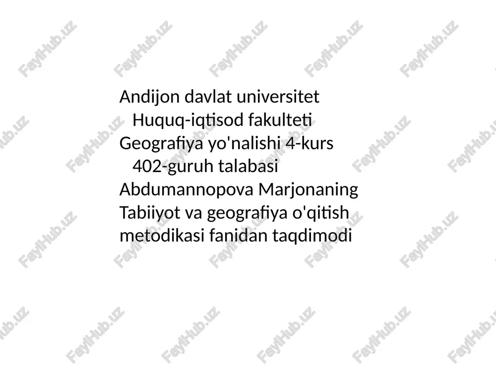 tabiiyot va geografiya o'qitish metodikasi — PPTX