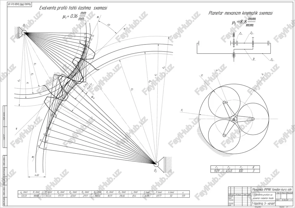 planetar mexanizm kinematik sxemasi — PDF