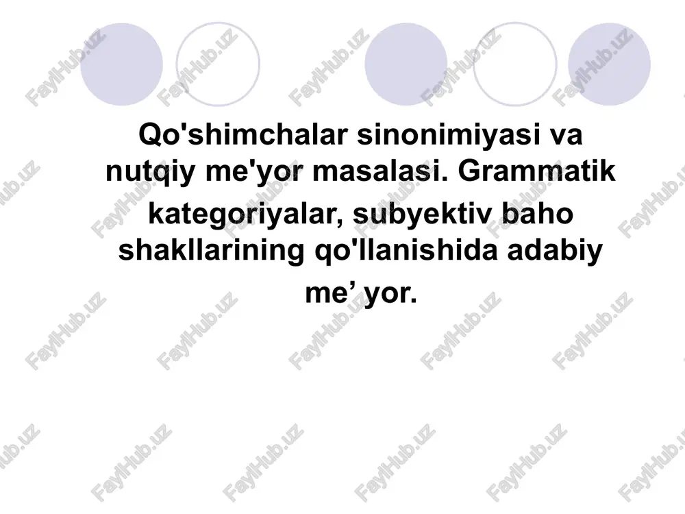 qo'shimchalar sinimiyasi va nutq iyme'yormasalasi — PPTX