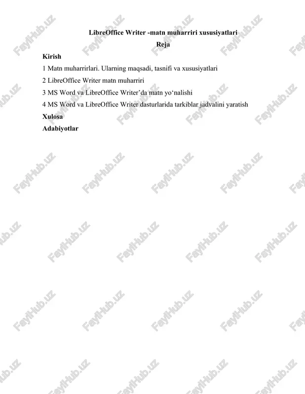 libreoffice writer - matn muharriri xususiyatlari — DOCX