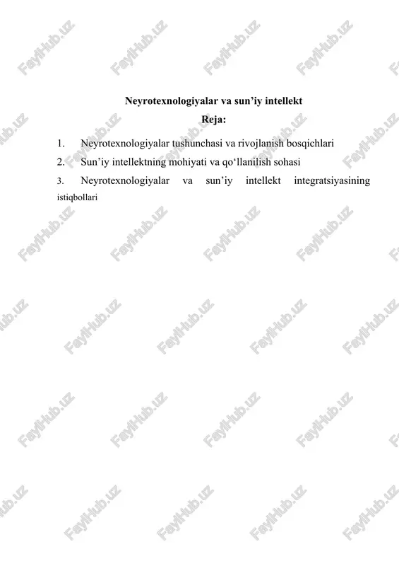 neyrotexnologiyalar va sun’iy intellekt — DOCX
