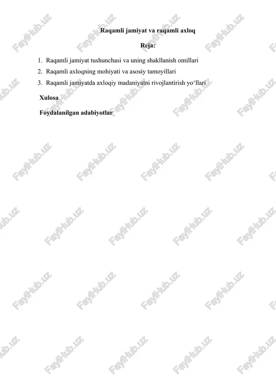 raqamli jamiyat va raqamli axloq — DOCX