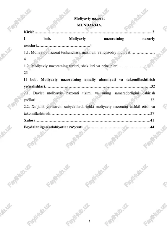 moliyaviy nazorat — DOCX