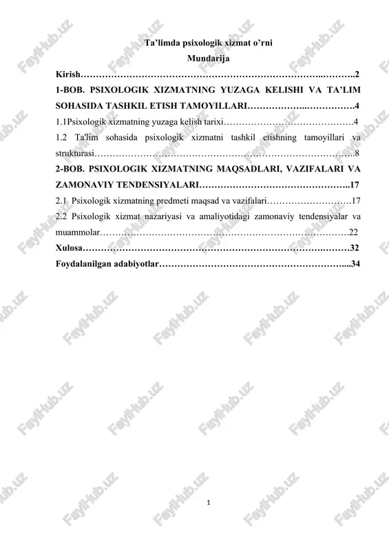 psixologik xizmat — DOCX