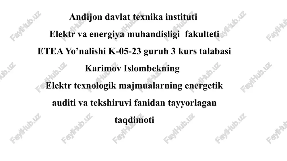 energiya boshqaruv va audit taqdimoti — PPTX
