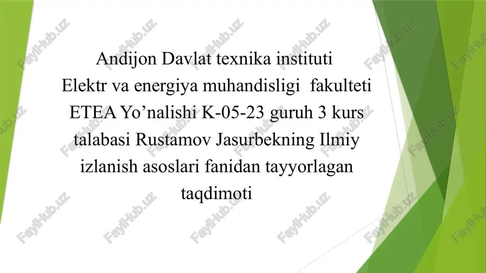 energiya sarfini kamaytirish — PPTX