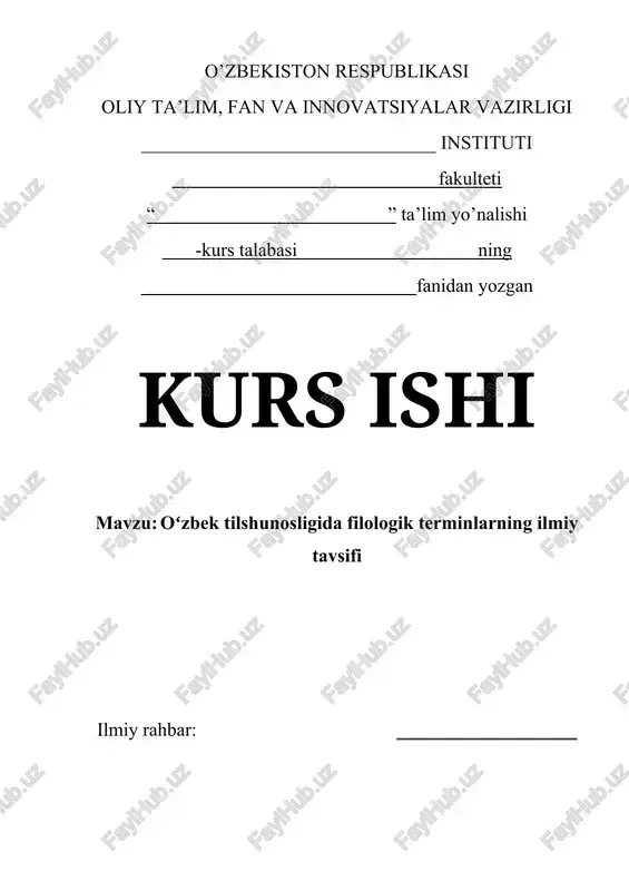 oʻzbek tilshunosligida filologik terminlarning ilmiy tavsifi — DOCX