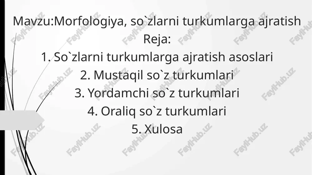 morfologiya, so`zlarni turkumlarga ajratish — PPTX