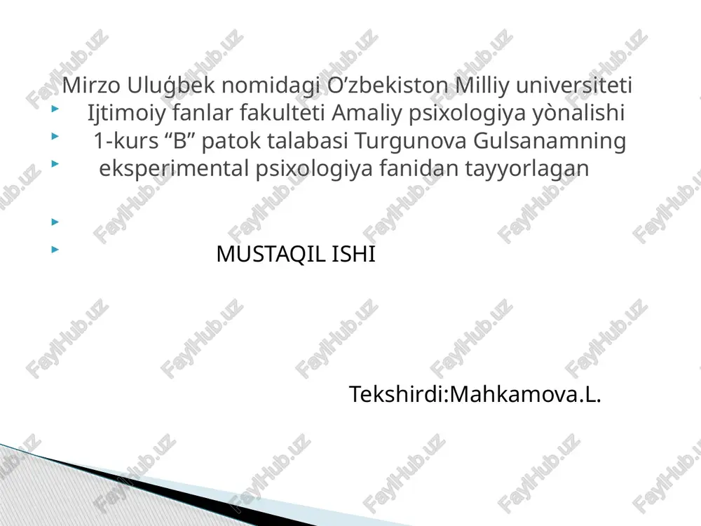 fexner biografiyasi va psixologik formulasi — PPTX