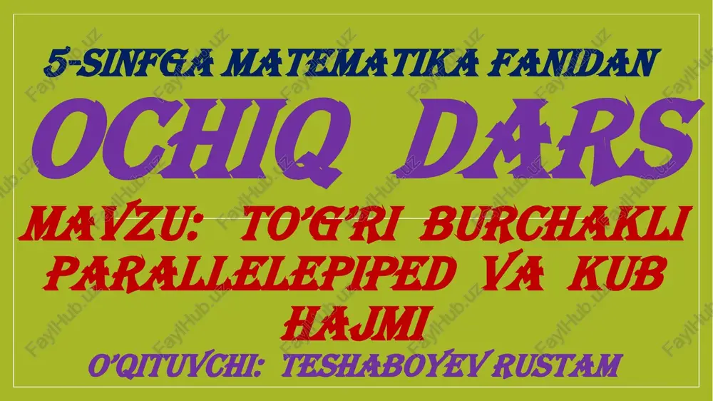 to’g’ri burchakli parallelepiped va kub — PPTX