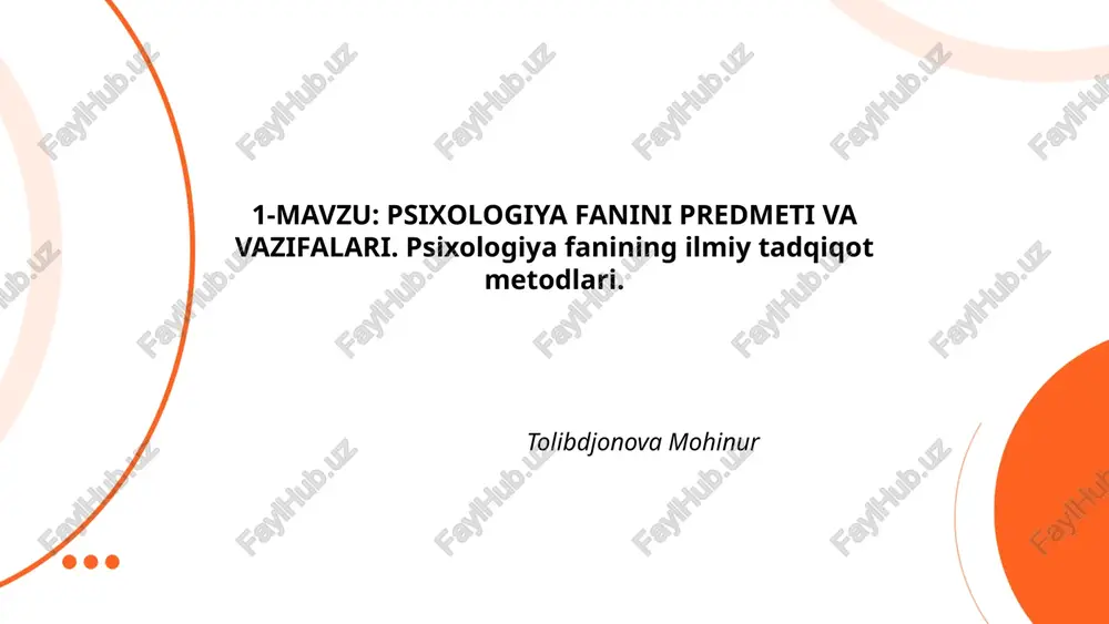 psixologiya fani — PPTX
