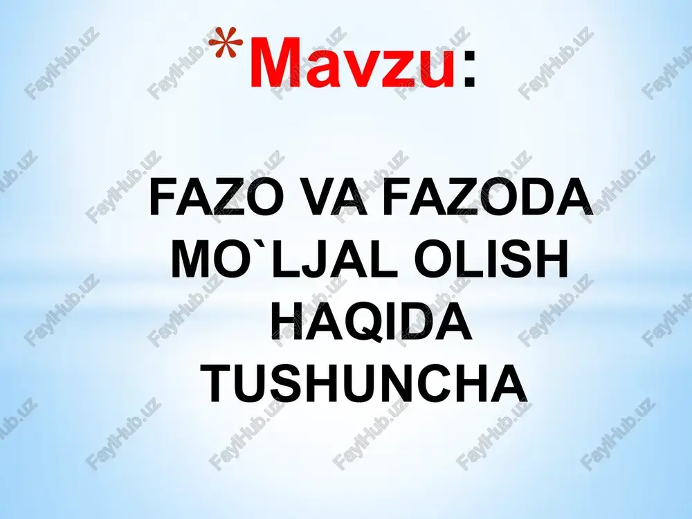 fazova fazoda mo`ljal olish haqida tushuncha — PPTX