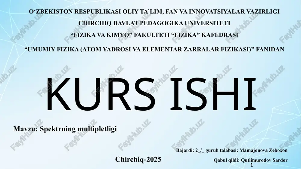 spektrning multipletligi — PPTX