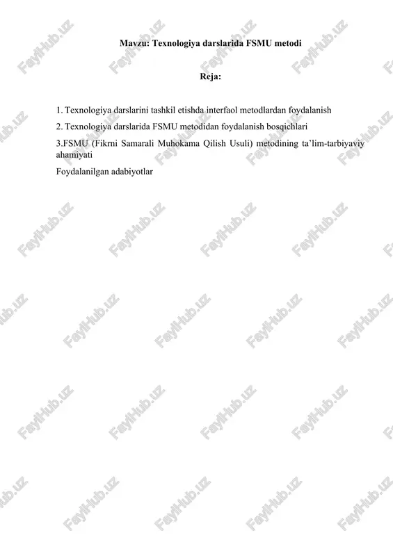 texnologiya darslarida fsmu metodi — DOCX