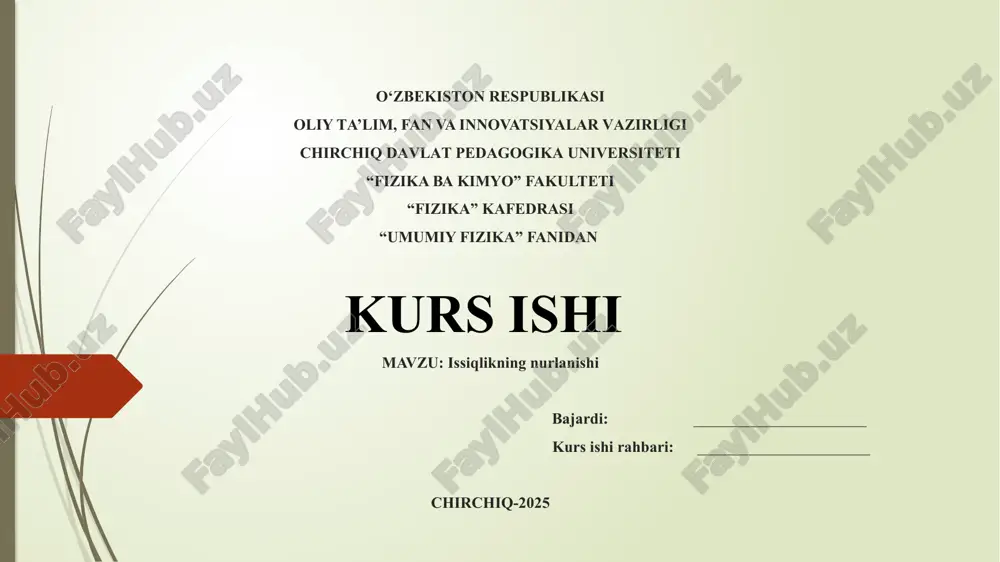 issiqlikning nurlanishi — PPTX