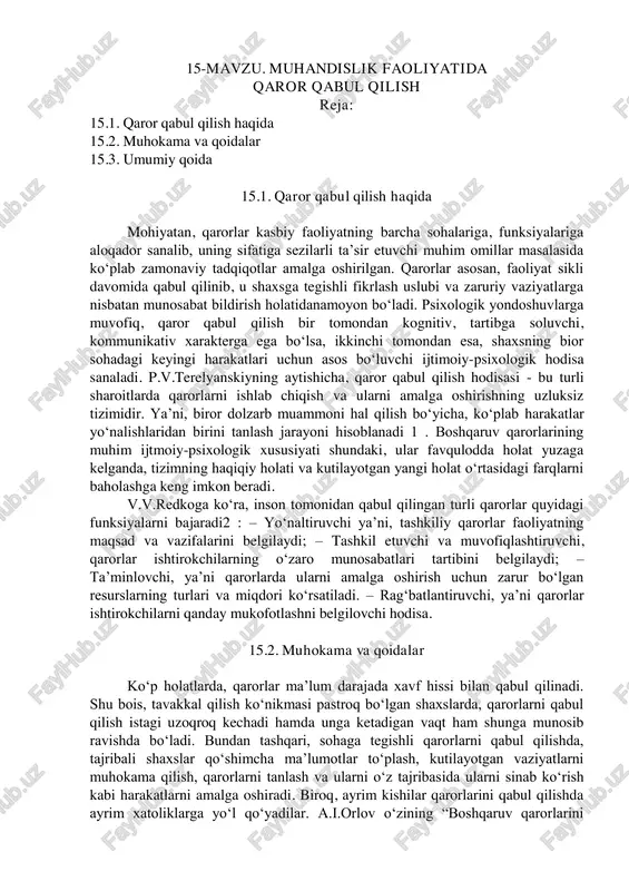 qaror qabul qilish muhokama va qoidalar — PDF