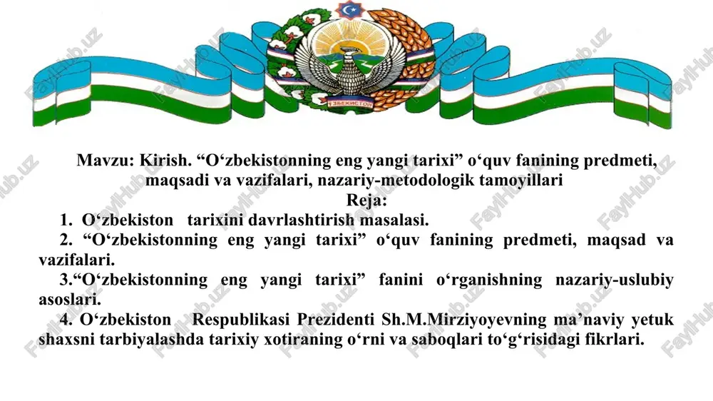 "o‘zbekistonning eng yangi tarixi" — PPT