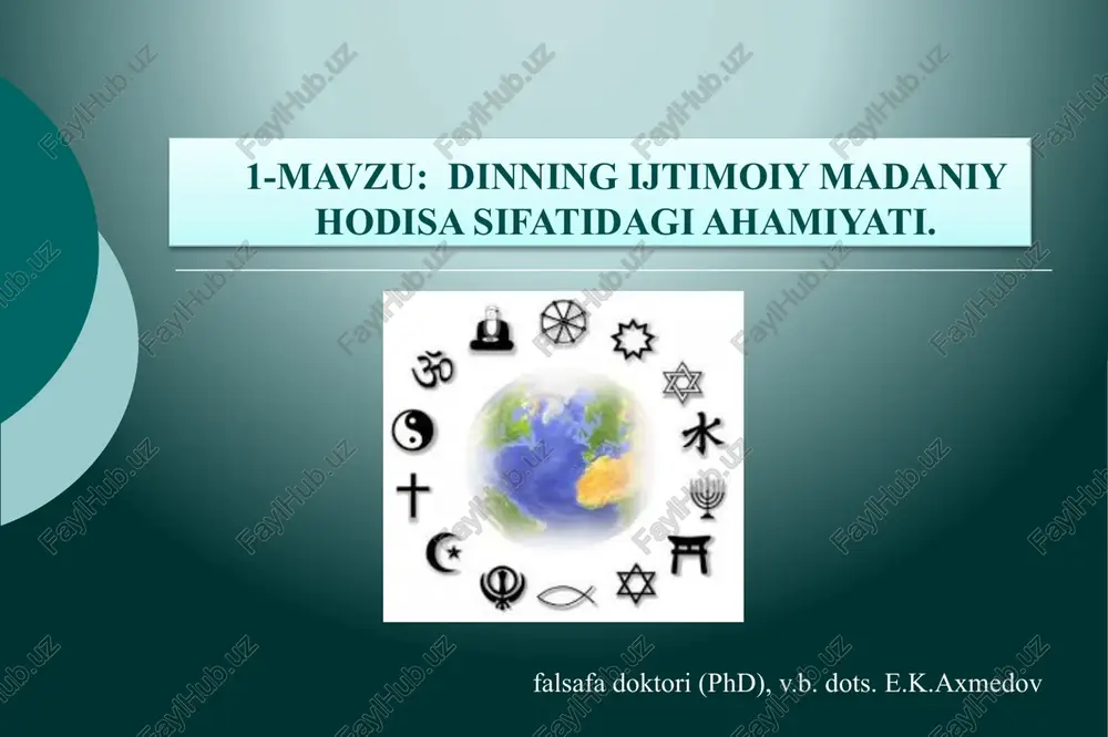 dinning ijtimoiy madaniy hodisa sifatidagi ahamiyati — PPT