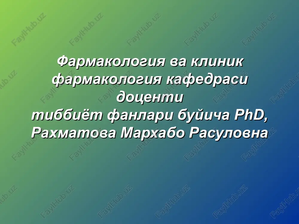 dori vositalarining nojo'ya ta'sirlari — PPT
