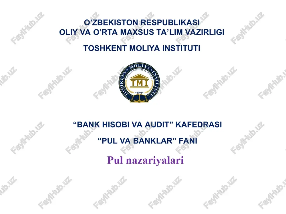pul nazariyalari — PPT