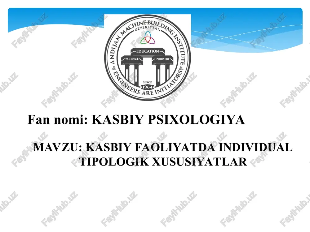 kasbiy psixologiya — PPT