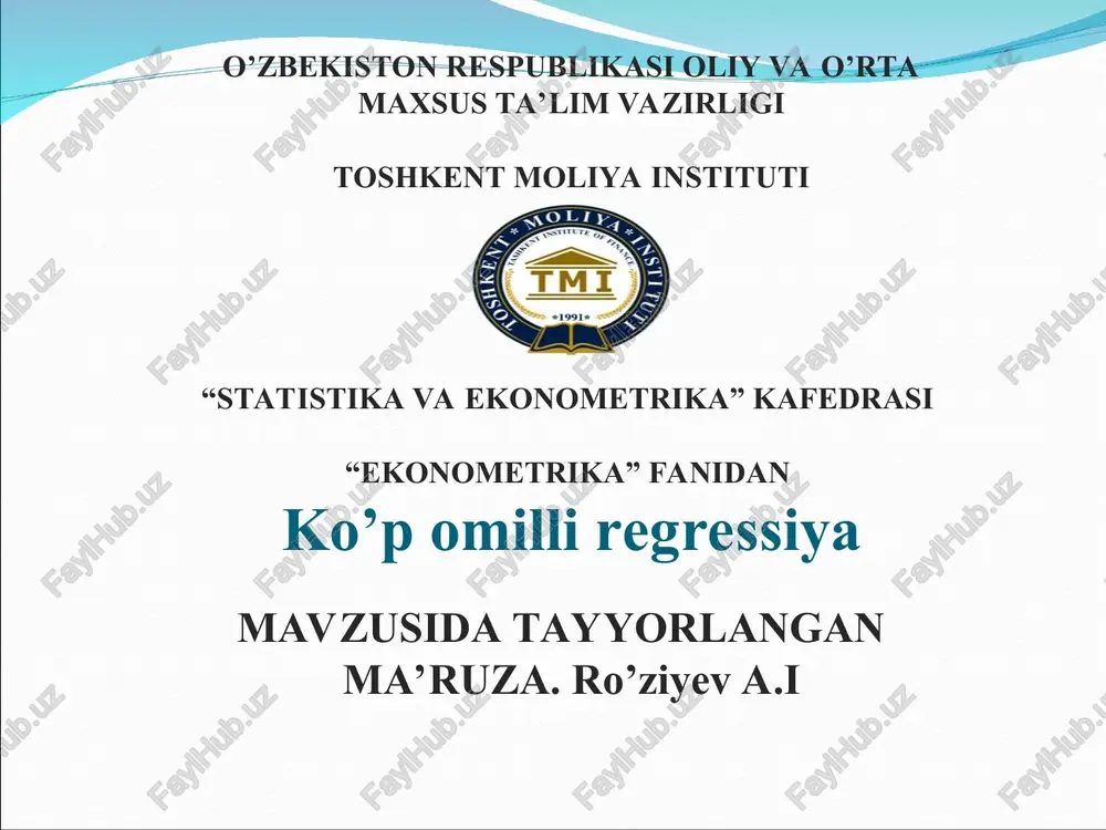 ko’p omilli regressiya — PPT