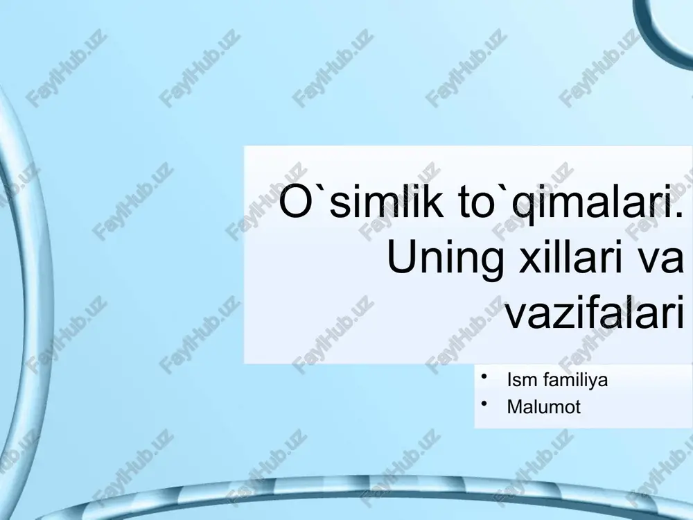 o`simlik to`qimalari. uning xillari va vazifalari — PPTX