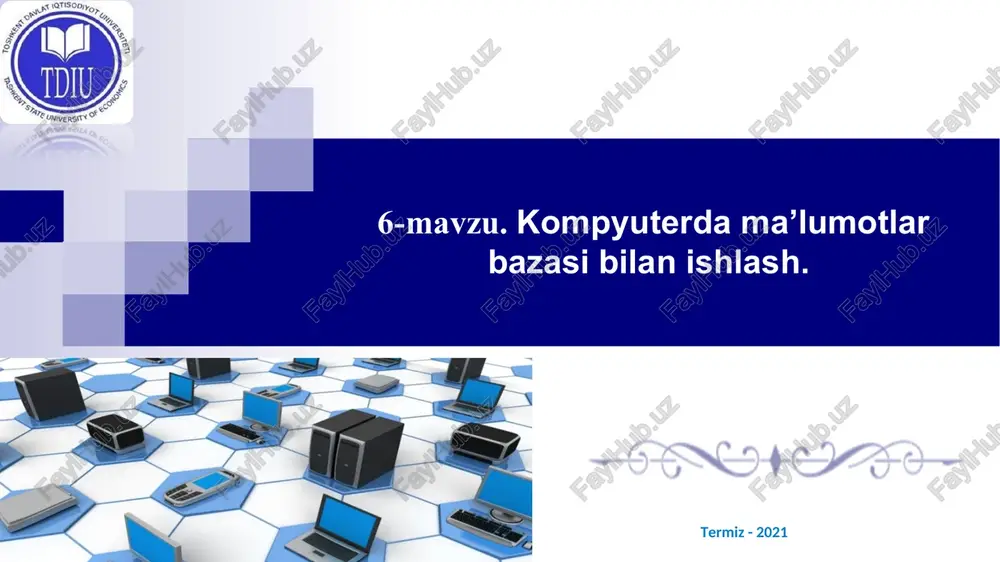 kompyuterda ma’lumotlar bazasi bilan ishlash — PPT
