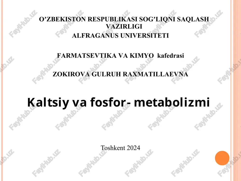 kaltsiyva fosfor-metabolizmi — PPT