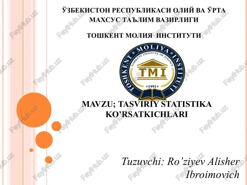 tasviriy statistika ko’rsatkichlari — PPT
