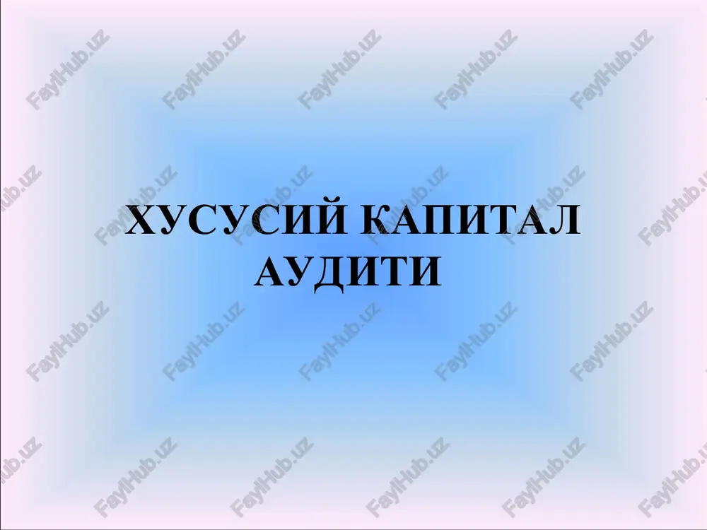 xususiy kapital auditi — PPT