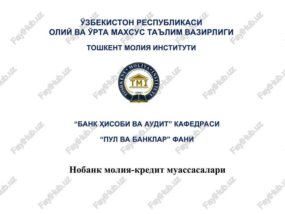 nobank moliya-kredit muassasalari — PPT