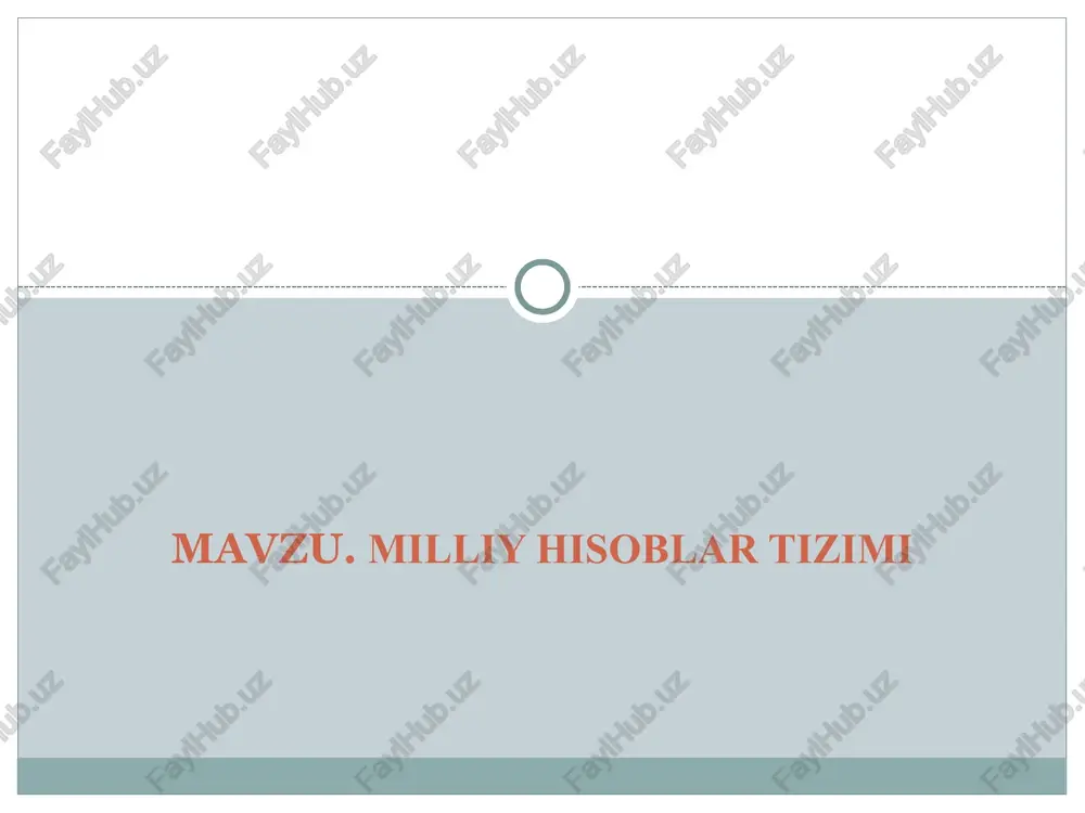 milliy hisoblar tizimi (mht) — PPT