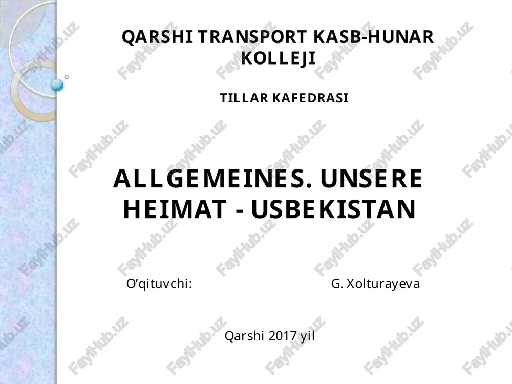 qarshi transport kasb-hunar kolleji — PPT