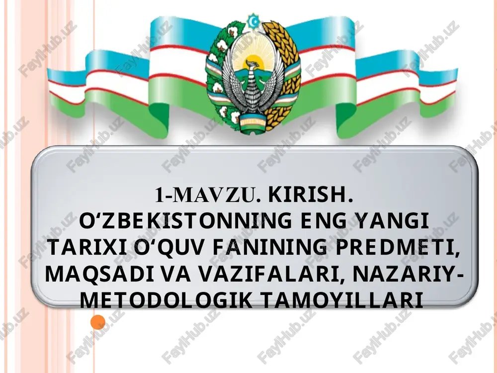 o'zbekistonning eng yangi tarixi — PPT