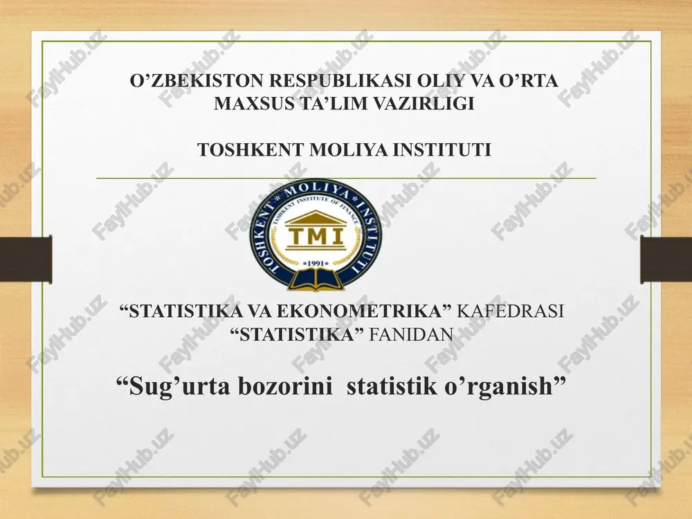 sug’urta bozorini statistik o’rganish — PPT