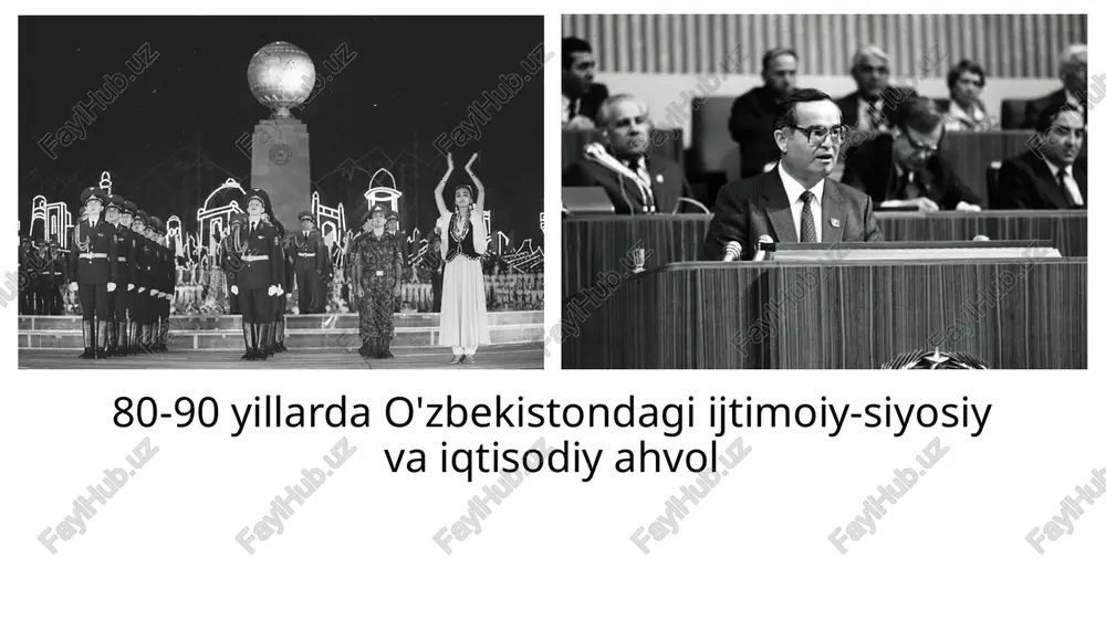 80-90 yillarda o'zbekistondagi ijtimoiy-siyosiy va iqtisodiy ahvol​ — PPTX