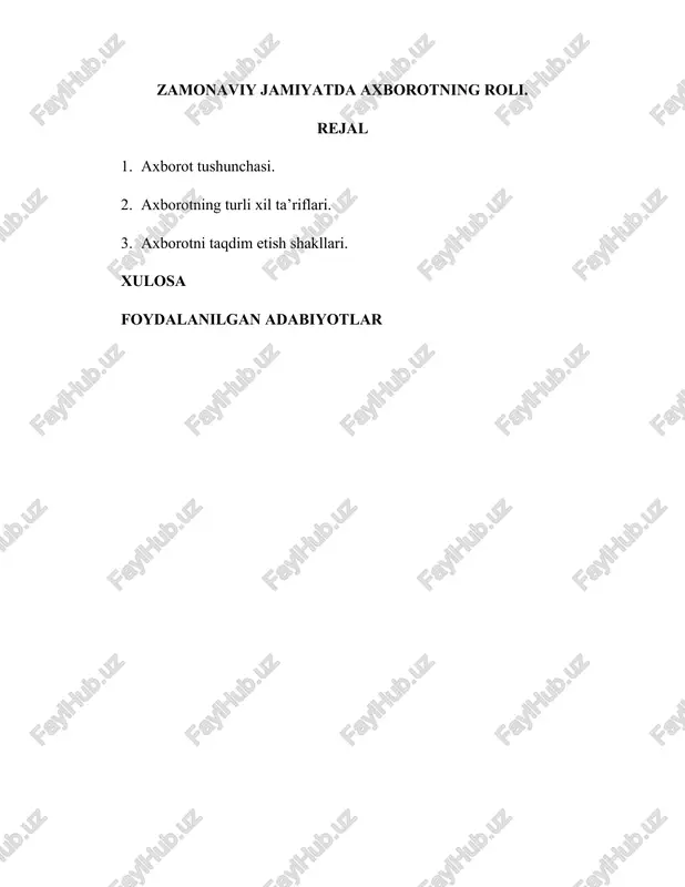 zamonaviy jamiyatda axborotning roli — DOCX