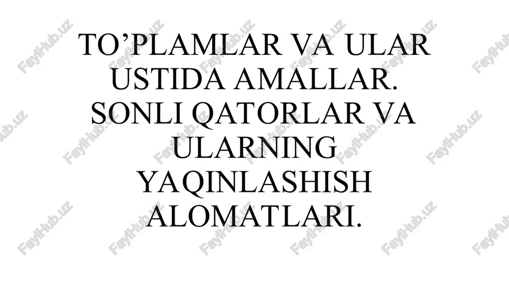 to'plamlar va ular ustida amallar — PPT