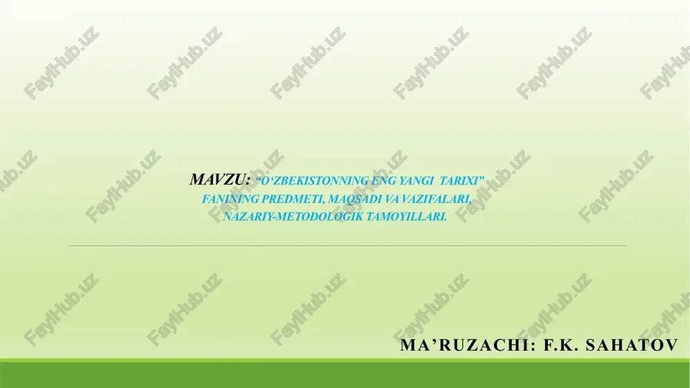 "o‘zbekistonning eng yangi tarixi" — PPTX
